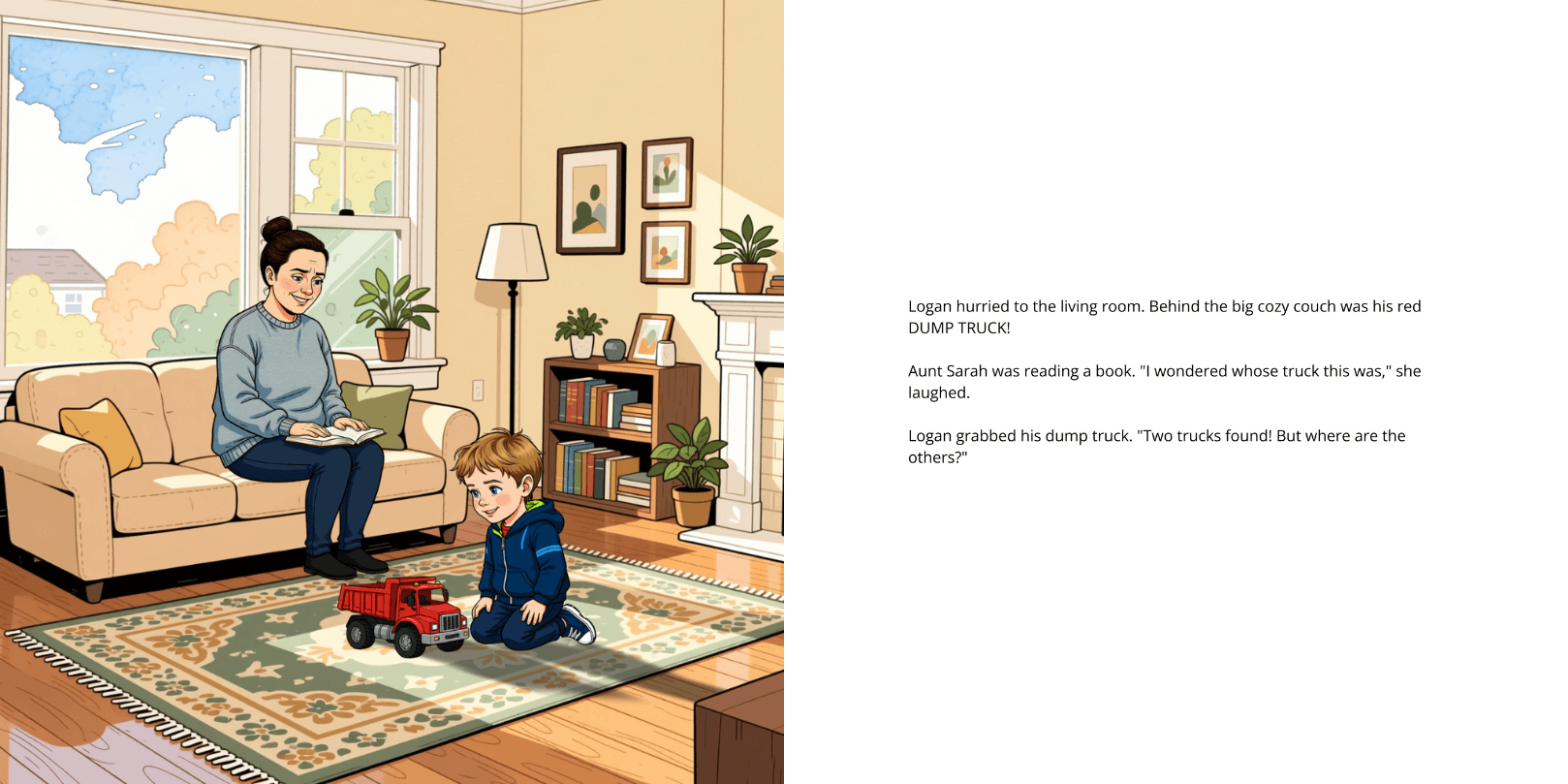 Pages 12-13: Reading and a Dump Truck